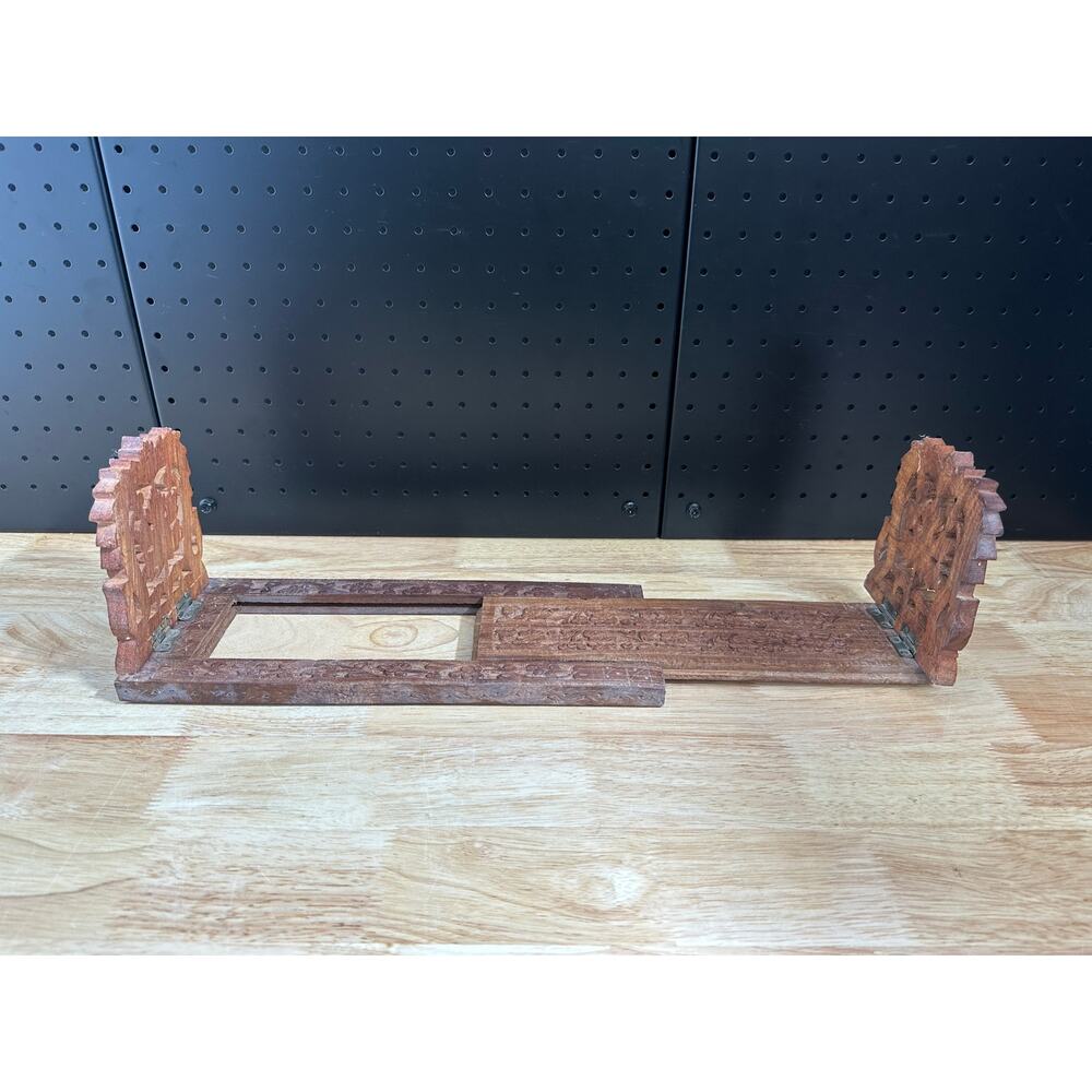 Vintage Ornate Wood Carved Sheeshan Wood Book Holder Expandable beautiful